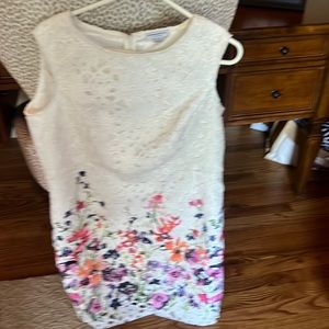 White eyelet dress with floral edge